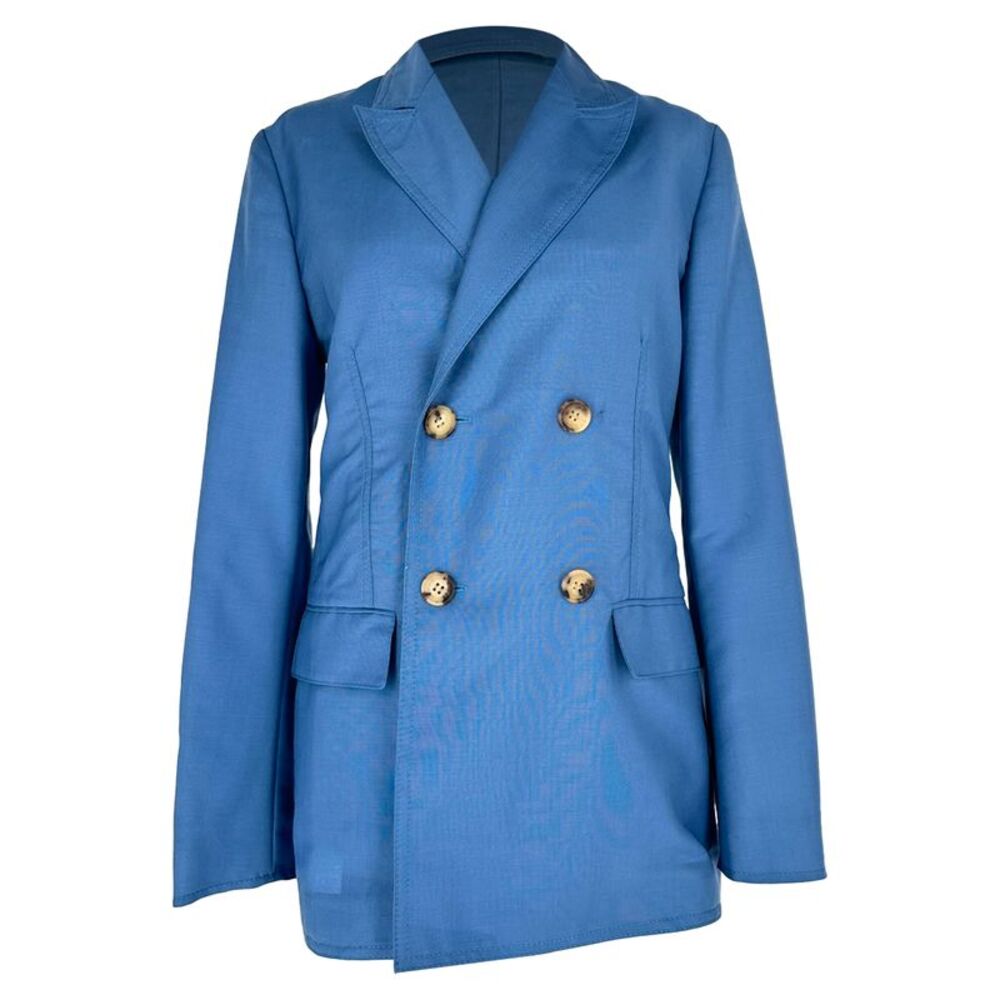 Lanvin Double-Breasted Blazer in Blue Mohair Wool